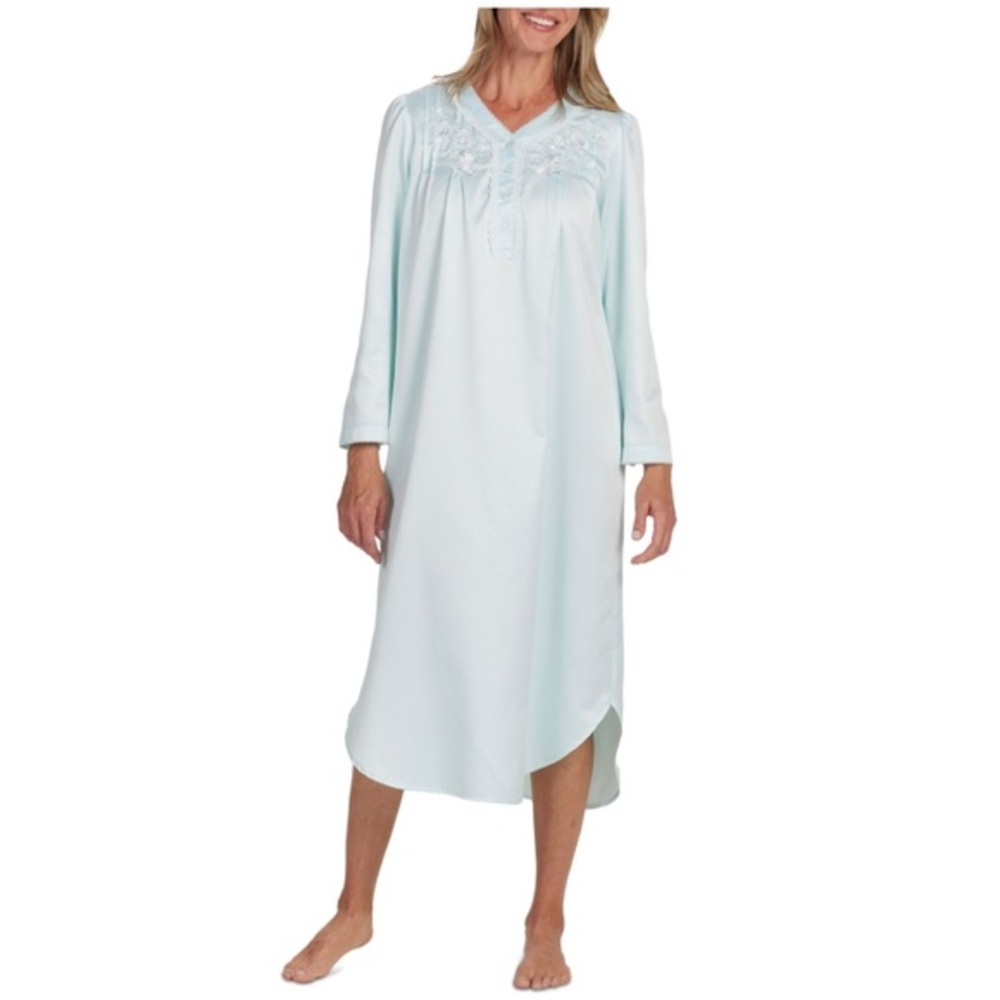 MISS ELAINE Women's Embroidered Long-Sleeve Nightgown